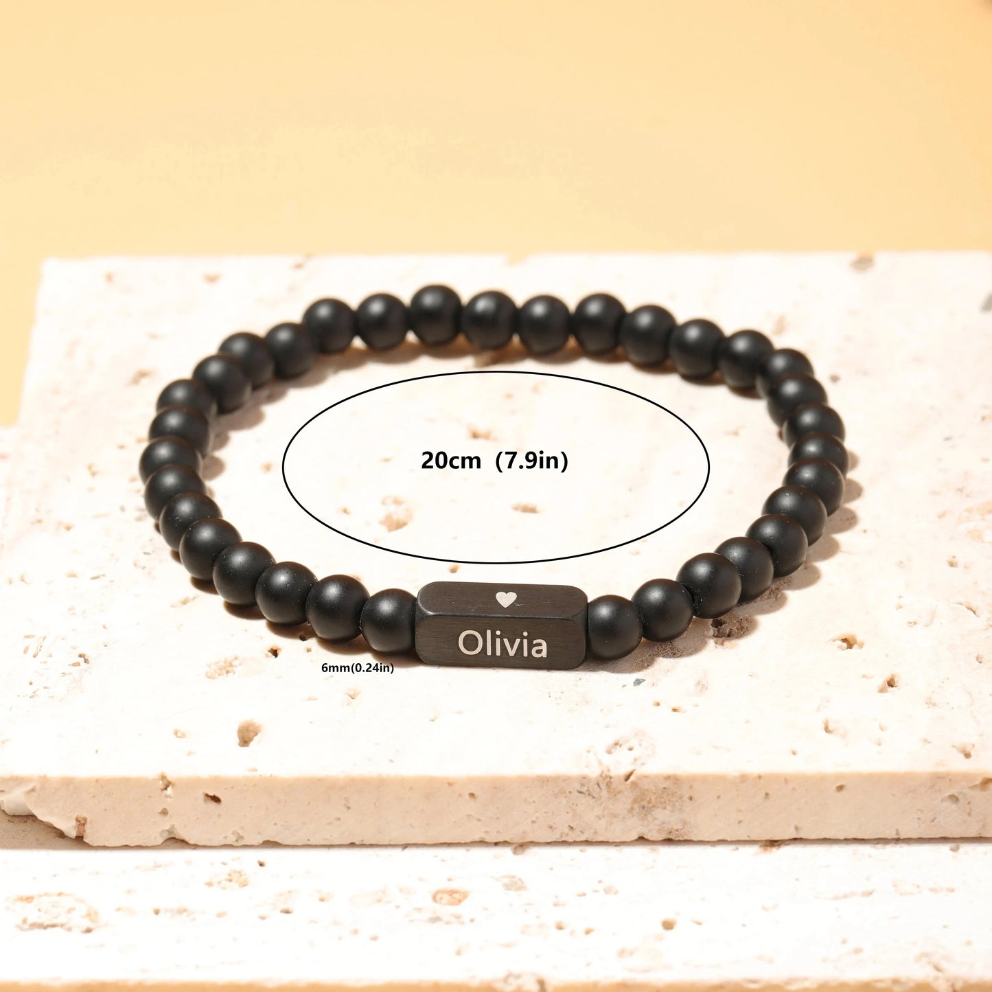 1pc, Personalized Men's Bracelet With Names Ideal Christmas Gift For Husband Grandfather, Mens Beads Bracelet