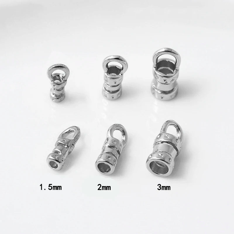 20Pcs Brass 18K Gold Plated Crimp End Caps with Loop Cord Tube Barrel  Ends Cap for Leather Cords And Chains Diy Jewelry Making
