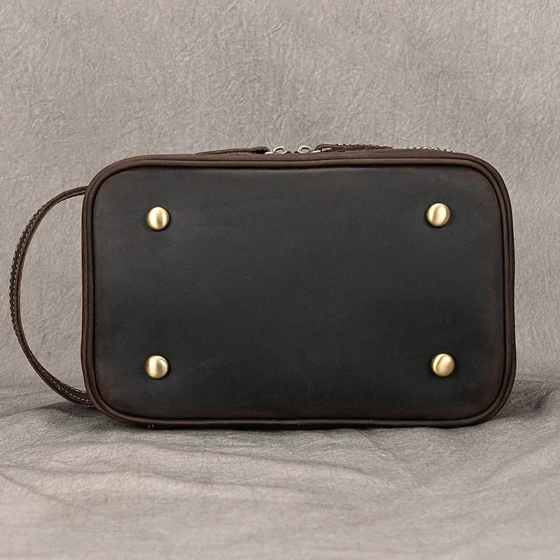 Fashion High Quality Small Travel Bag Crazy Horse Leather Travel Wallet Storage Bag Washing Make Up Bag For Travel toiletry