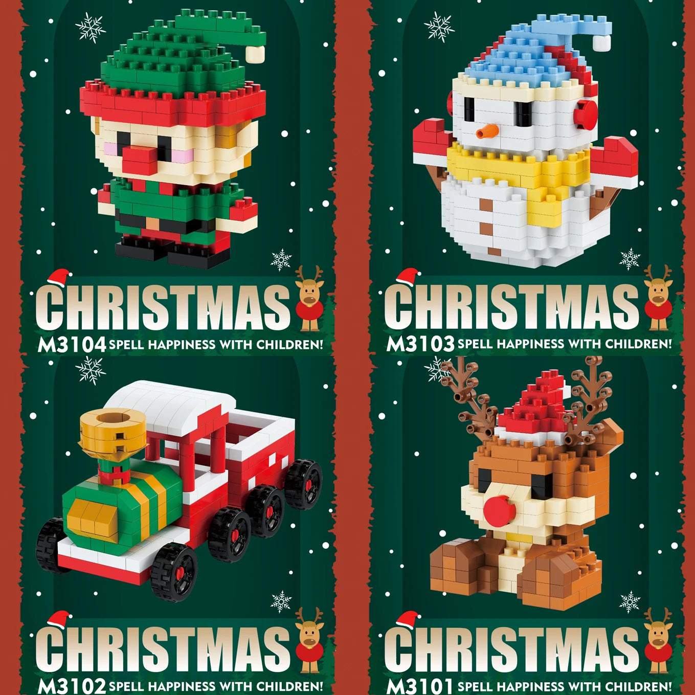Children Mini Christmas Gift Micro Building Blocks Creative 3D Santa Claus Snowman Tree Decor Holiday Toy Set For Kids