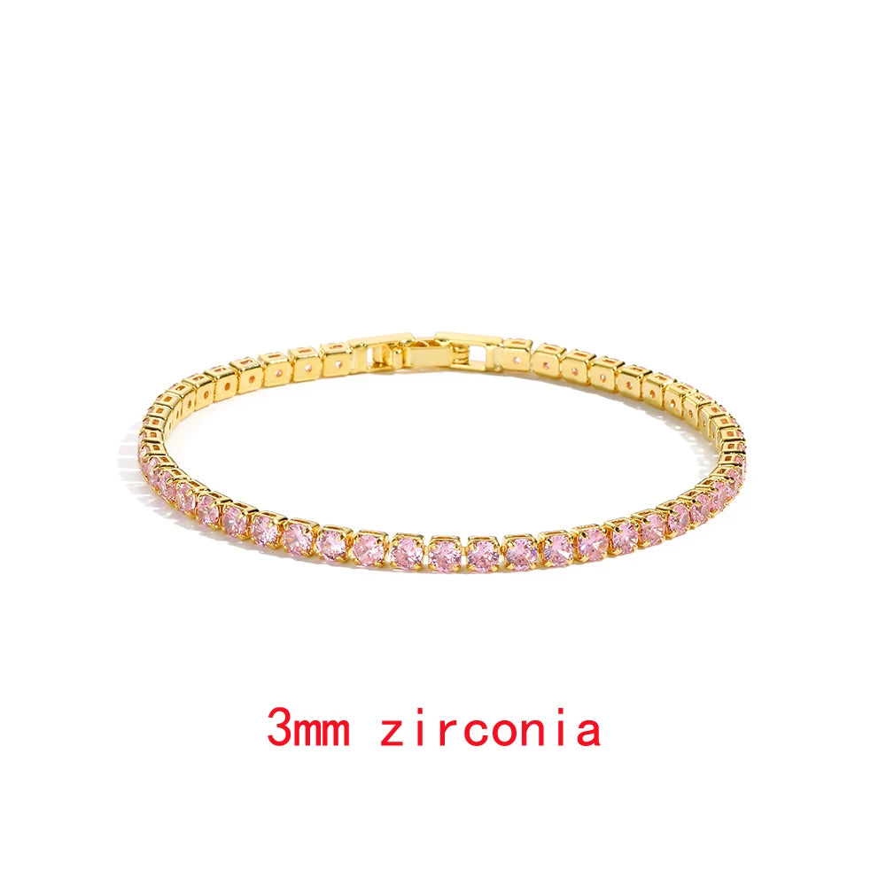 Luxury Rainbow Adjustable Multicolor Tennis Bracelets For Women Ladies Wedding Colorful Zircon Charm Bracelet Hand Chain Jewelry