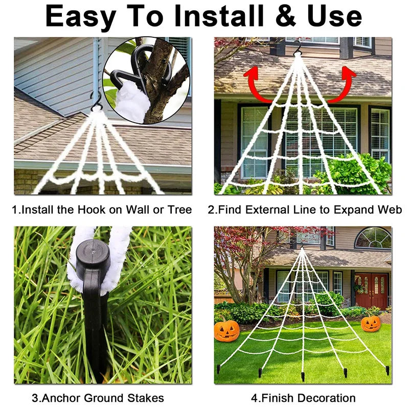 Giant Spider Huge Spider Web Halloween Decoration Props Haunted Indoor Outdoor Spooky Plush Large Araneid Prank Trick Supplies