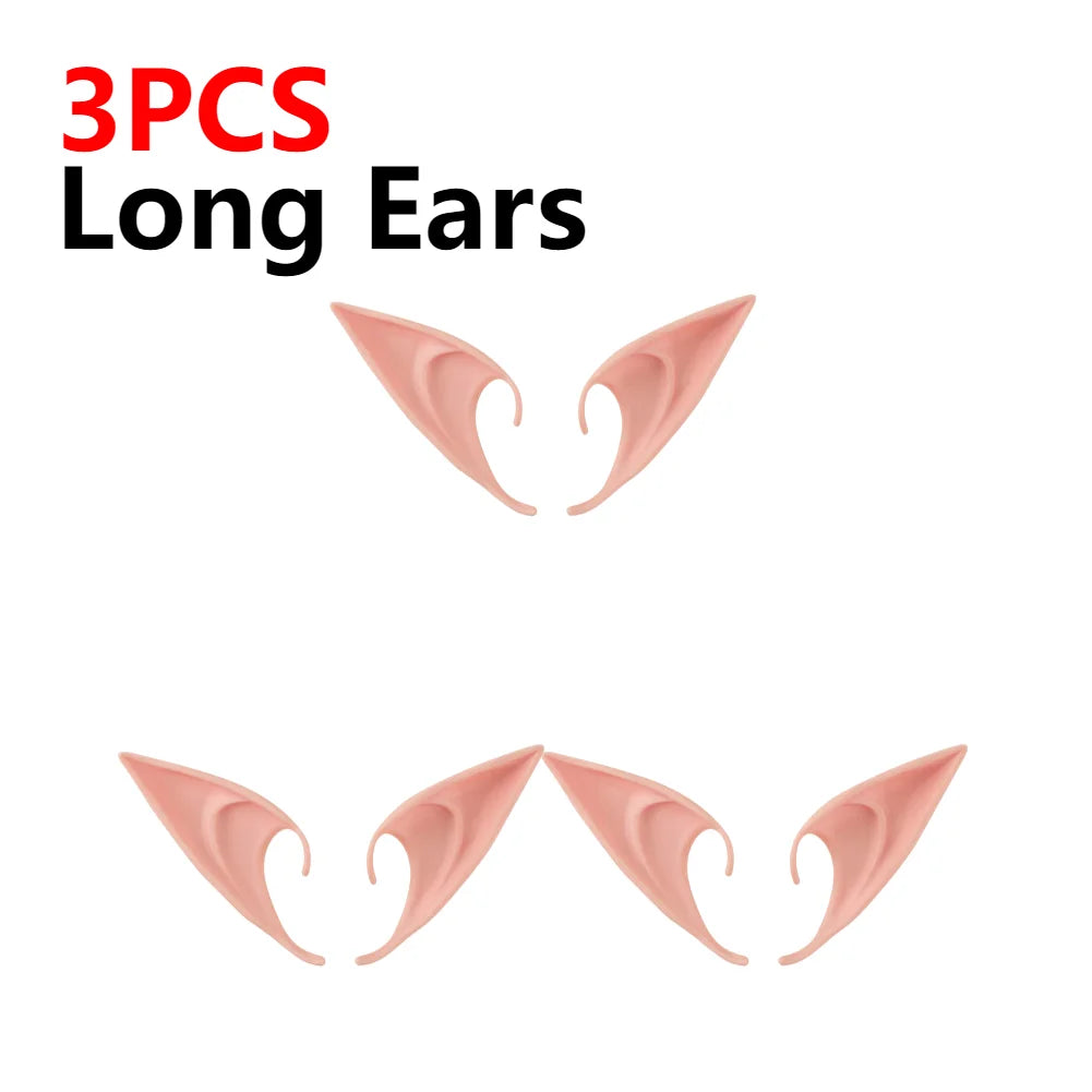 10-1Pair Halloween Angel Elf Ears Fairy Cosplay Latex Ears Halloween Decoration Monster Ears Vampire Cosplay Costume Accessories