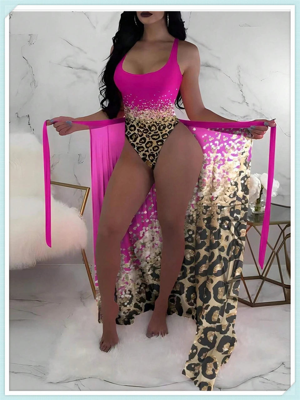2 Piece Floral Print Bodysuit With Beach Skirt 2023 Women Padded Bikinis Swimwear Female Bathing Swimming Suit Summer Beachwear
