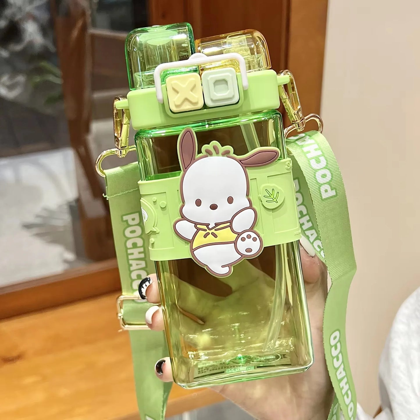 520ml Sanrio Melody Pompompurin Kuromi Cinnamoroll Plastic Bottle Double Drink Cup Students Cartoon Large Capacity Water Bottle