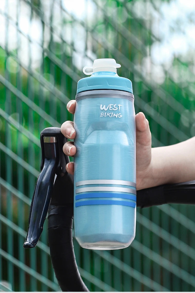 WEST BIKING 620ML Bicycle Bottle MTB Road Bike Water Bottle Outdoor Sports Plastic Drink Cycling Cold Insulation Water Bottle