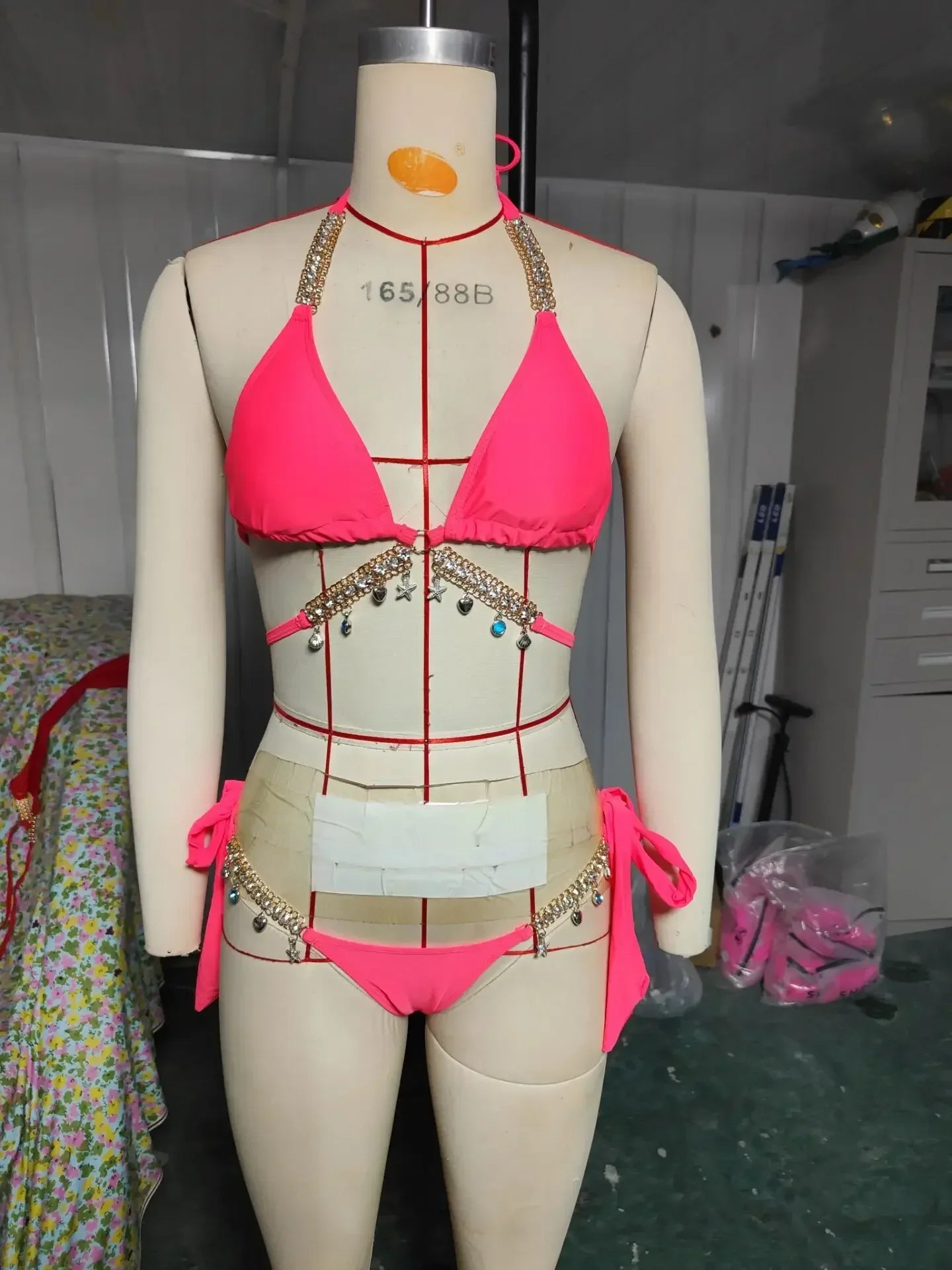 Rhinestone Bikini 2022 Women Solid Black Crystal Diamond Swimsuit Lady Luxury Metal Chain Bandage Bathing Suit Thong Swimwear