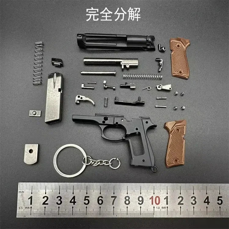 1:3 Scale 92f Alloy Pistol Keychain Mini Toy Gun Weapon Model Metal Keychain For Adult Kids Christmas Gift