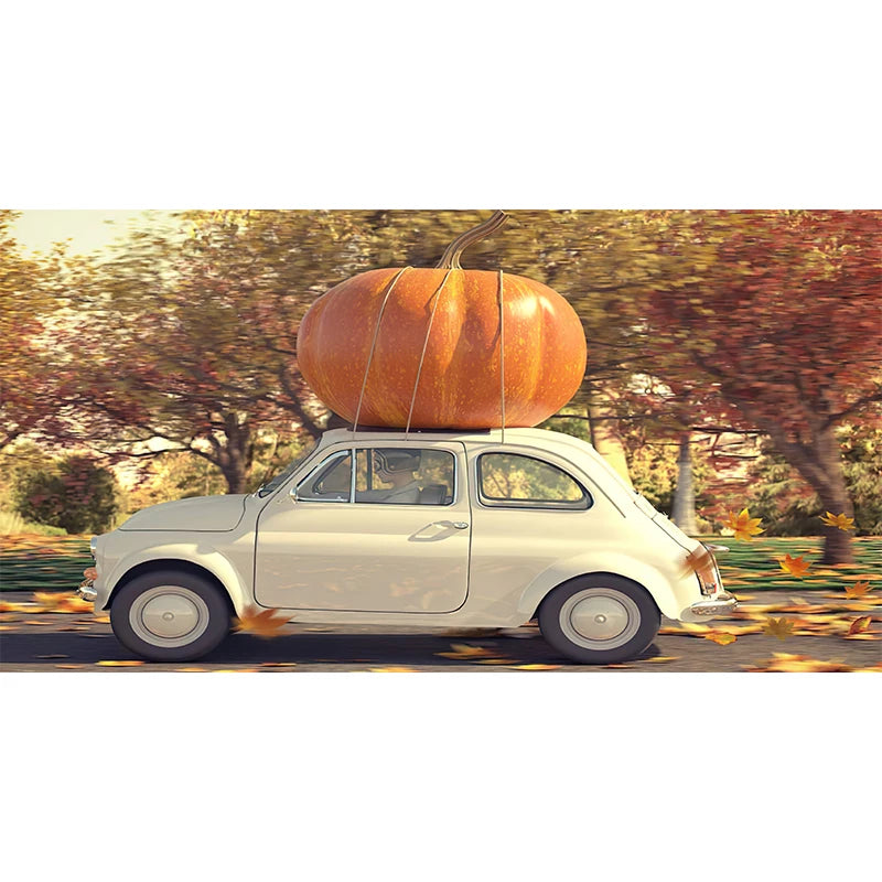 Autumn Yellow Leaves Fall View Landscape Wall Art Print Canvas Painting Pumpkin Halloween Poster Picture Living Room Home Decor