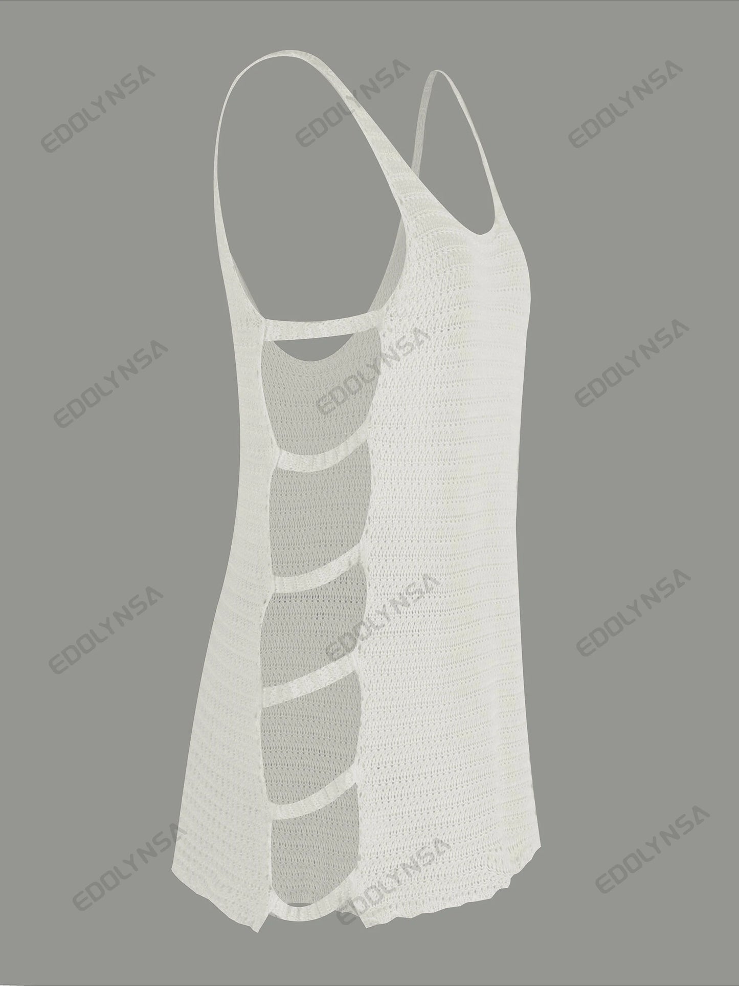 Women's Sexy U Neck Sleeveless Knit Horizontal Stripes Side Cut Out Beach Mini Dress 2025 Summer Beachwear Swimsuit Cover Up K90