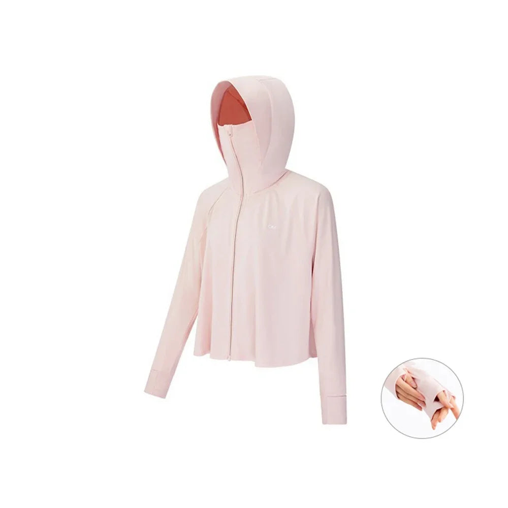 OhSunny Women Clothing Anti-UV Coats Hooded Sun Protection with Strip Loose Breathable Long Sleeve Sport Cycling Clothes