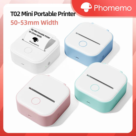 Phomemo T02 Wireless Pocket Thermal Printer Portable Mini Wirelessly BT Connect 203dpi Photo Label Memo List Printing Clearly