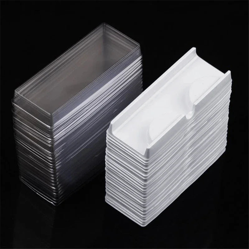 50pcs/set Plastic Pink Beige Transparent Eye Lashes Case Lot Eyelashes Case Storage Packing Box Make Up Case 40#41
