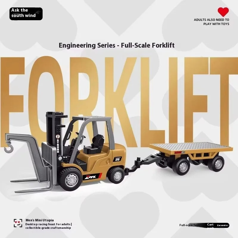 1/64 RC Car Alloy Mini RC Forklift Engineering Vehicle 2.4G Full Scale Mobile Phone RC Excavator Dumper Christmas Gift In stock