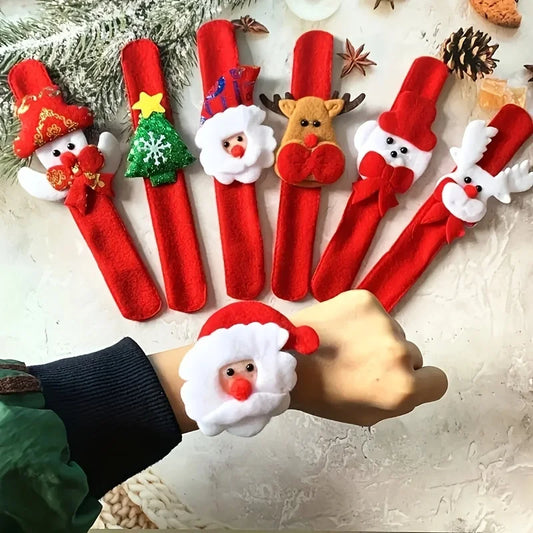 Cartoon Christmas Slap Bracelet Toy Kids Favor Santa Claus Snowman Reindeer Children Kid Wristband Christmas Gift New Year Decor