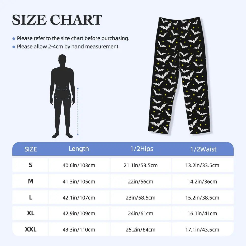 Custom Cute Spooky Halloween Bats Black And Purple Pajama Pants for Men Lounge Sleep Drawstring Sleepwear Bottoms with Pockets