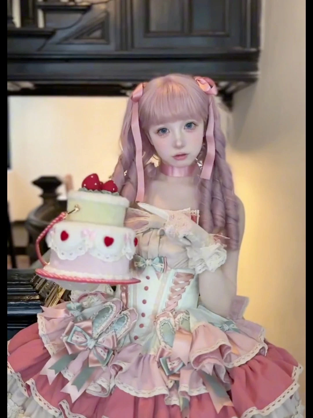 French Sweet and Cute Lolita Princess Sling Dress Summer New Girly Style Bow Slim Fit Puffy Cake Above Knee Ladies Lo Dresses