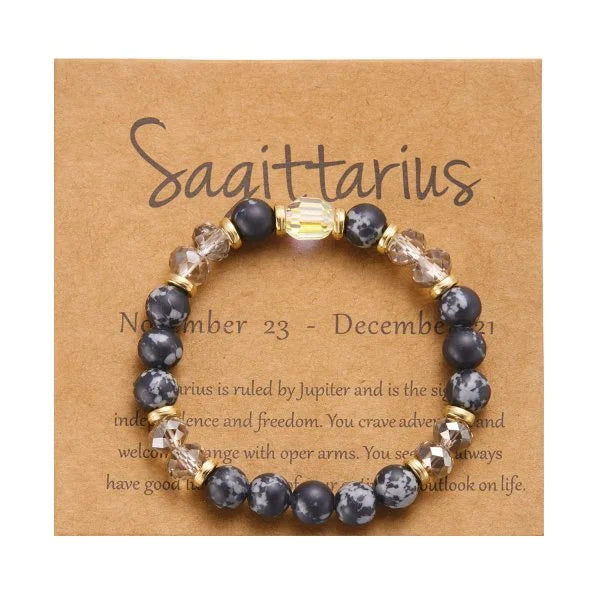 Fashion 12 Zodiac Crystal Beaded Bracelet Aries Taurus Gemini Cancer Leo Virgo Libra Scorpio Aquarius Pisces Women Jewelry Gift