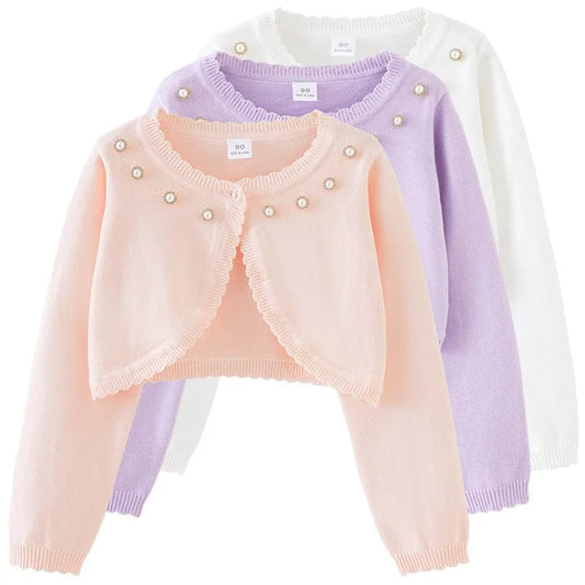 2-14 years old Purple girls Cardigan Thin Spring Children's knit sweater 3 4 6 8 10 12 14 year old children's clothing