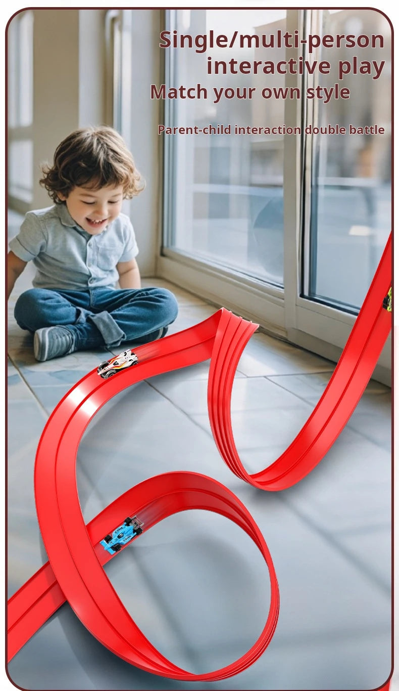 Flexible Race Track Children Toys DIY Double-track Racing Car Ramp Compatible 1/64th Cars Portable Rolls Up Boy Christmas Gift