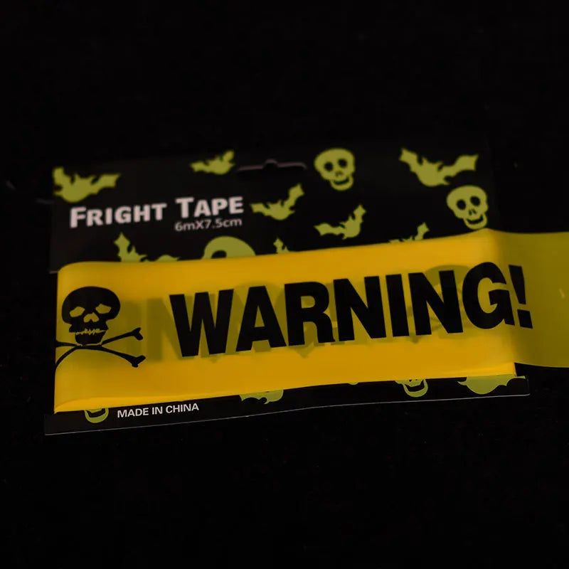 Halloween Yellow Isolation Warning Tape with Bold Danger Signs Durable Plastic Material for Yard Haunted House Party Decoration