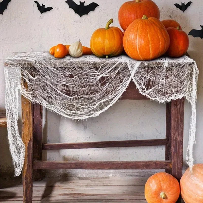 Halloween Creepy Cloth, White Spooky Gauze for Outdoor Hanging Haunted House Party Walls Doorway Entryways Indoor, Party Decor
