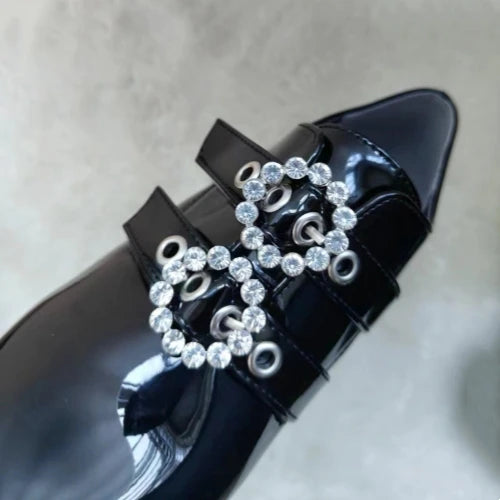 Japanese Mine Series Round Drill Buckle JK Patent Leather Shoes Student Mass-Produced Platform High Heels Uniform Women's Shoes