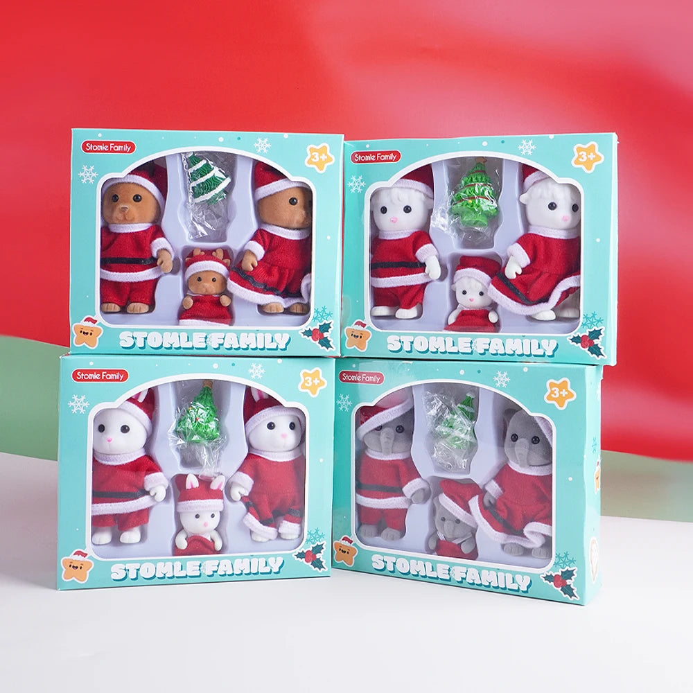 Christmas Theme 1:12 Dollhouse Sheep Animal Family Model Ornament Gift Miniature Furniture Christmas Tree Model Christmas Gift