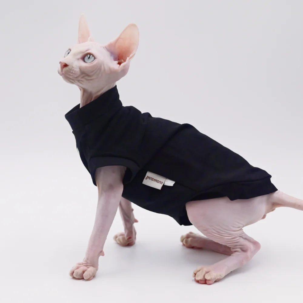 DUOMASUMI Summer Cat Vest for Hairless Breeds - Stretch Cotton & Ultra-Soft Cooling Top for Sphynx, Devon Rex& Abyssinian Cats