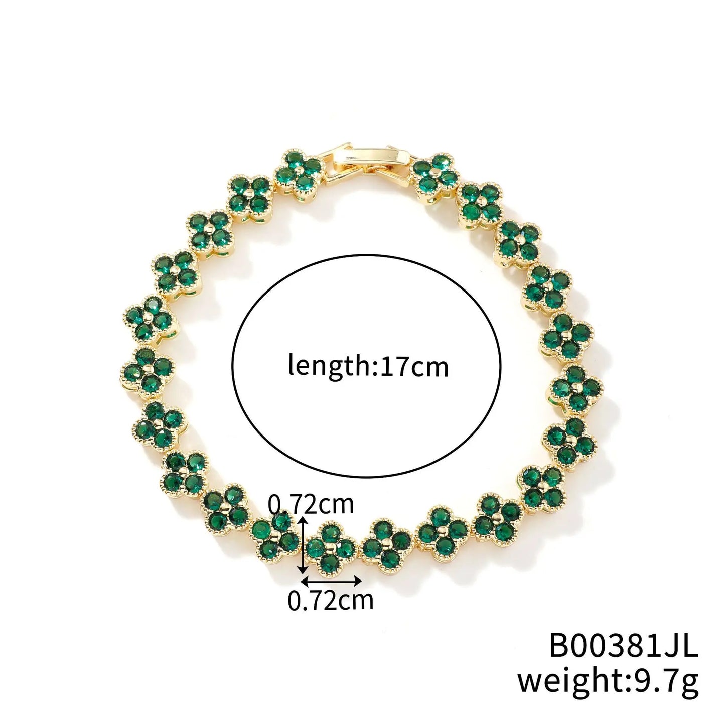 UILZ 1pc Rainbow Colorful Clover Zircon Bracelet Fashion Charm Gorgeous Charm Exquisite Cute Sweet Shining Crystal Jewelry Gift