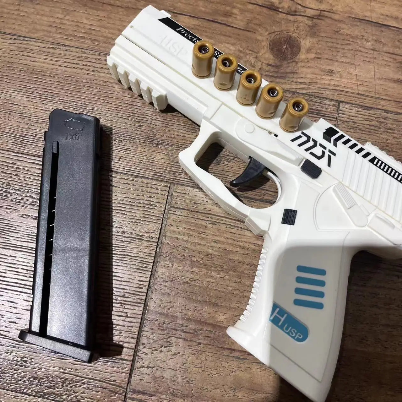 USP Toy Gun Continuous Fire With Laser Throwing Shell Empty Hanging Pistol Outdoor Game Launcher Christmas Gift for Boys