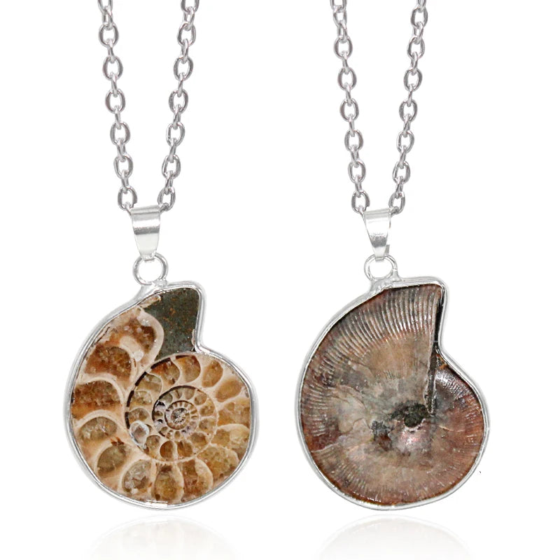 Natural Stone Snail Shape Pendant Ocean Conch Shell Pendant for Women Men Ammonite Spiral Necklace Energy Jewelry