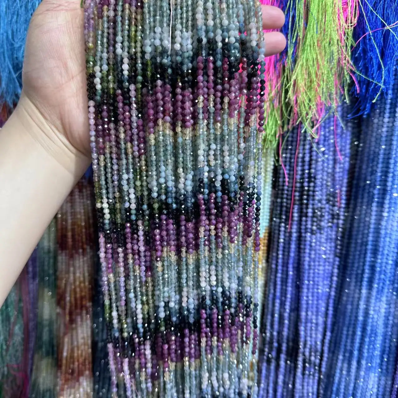 AAA Grade Natural  Rainbow Colorful Tourmaline Slice Loose Bead Jewelry DIY Bracelet Necklace 38cm Manufacturer Wholesale