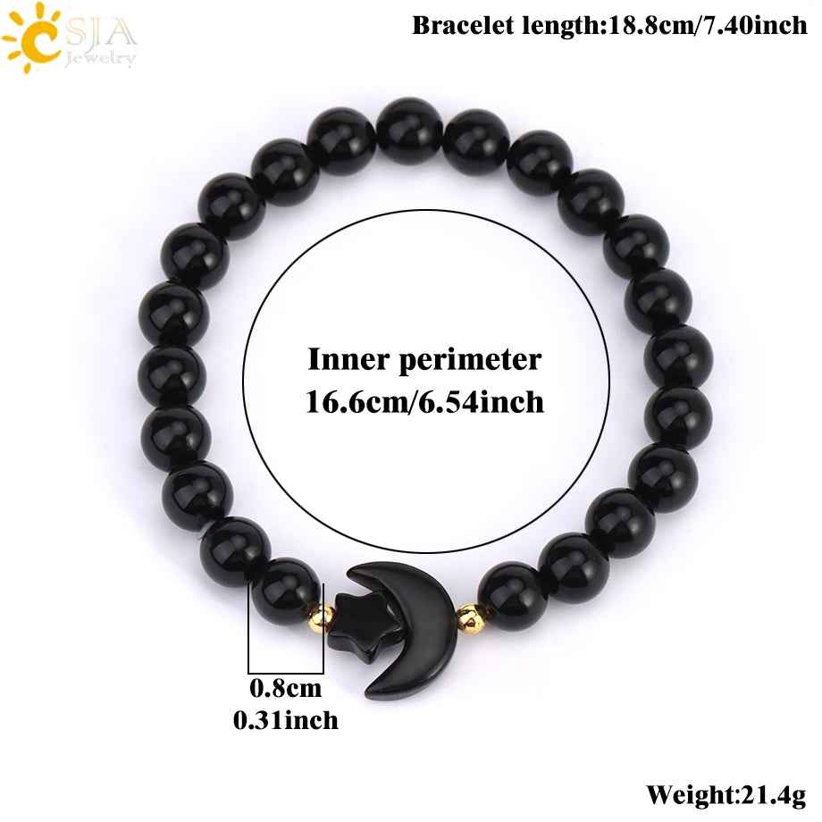 Natrual Stone Bracelet for Women Energy Star Moon Crystal Charm Tiger Eye Pink Quartz Bangle Bead Bracelets Relationship T019