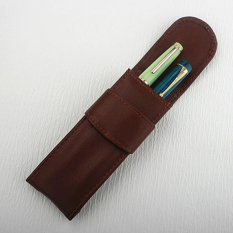 Vintage PU Leather Pencil Bag Fountain Pen Stationery Holder Protective Cover Office School Supplies Retro Pen Torage Case