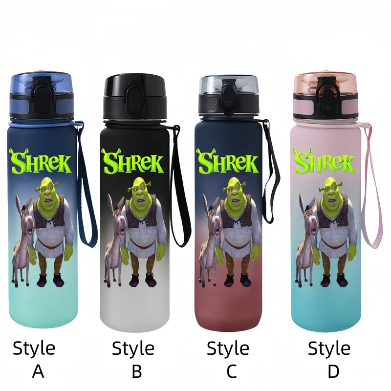 Shrek  650ml Cartoon Characters Portable Water Cup Large Capacity Outdoor Plastic Leak-proof Water Bottle Children's Gift