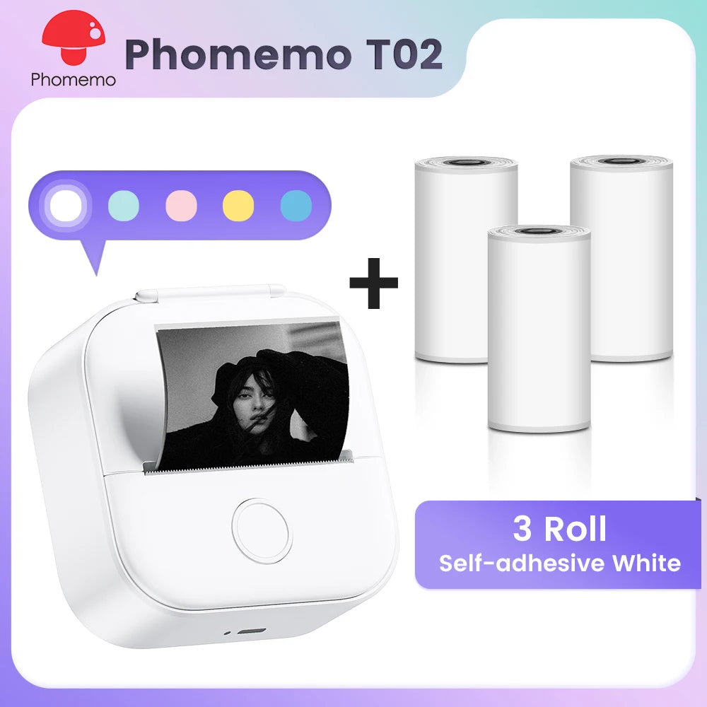 Phomemo T02 Pocket Printer Mini Portable Label Maker Self-adhesive Sticker mini impresora portatil impresora etiqueta adhesivas