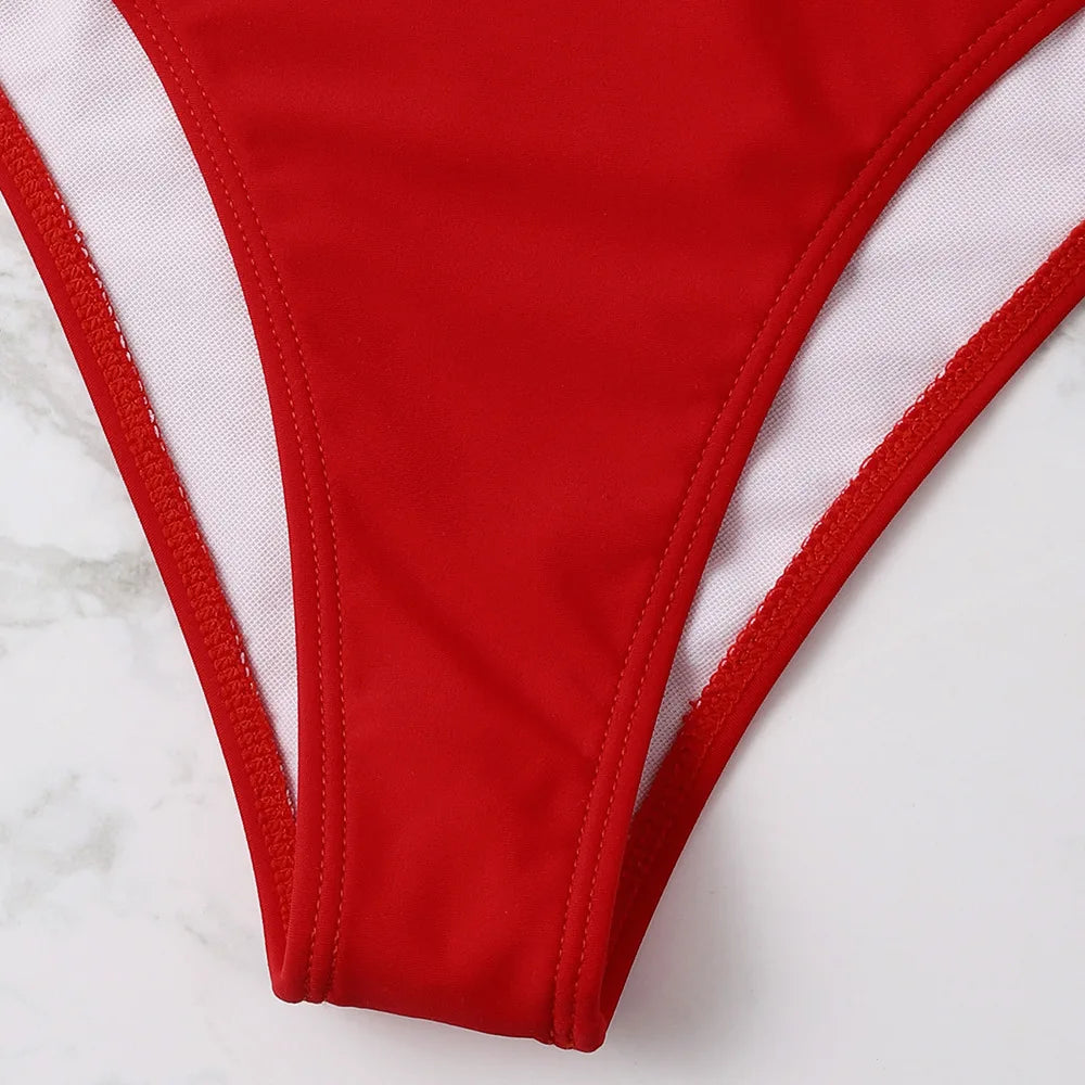 One Shoulder Bikinis 2025 Women Ruffle Swimsuit Solid High Waist Swimwear Female Padded Bathers Bathing Swimming Suit Beachwear