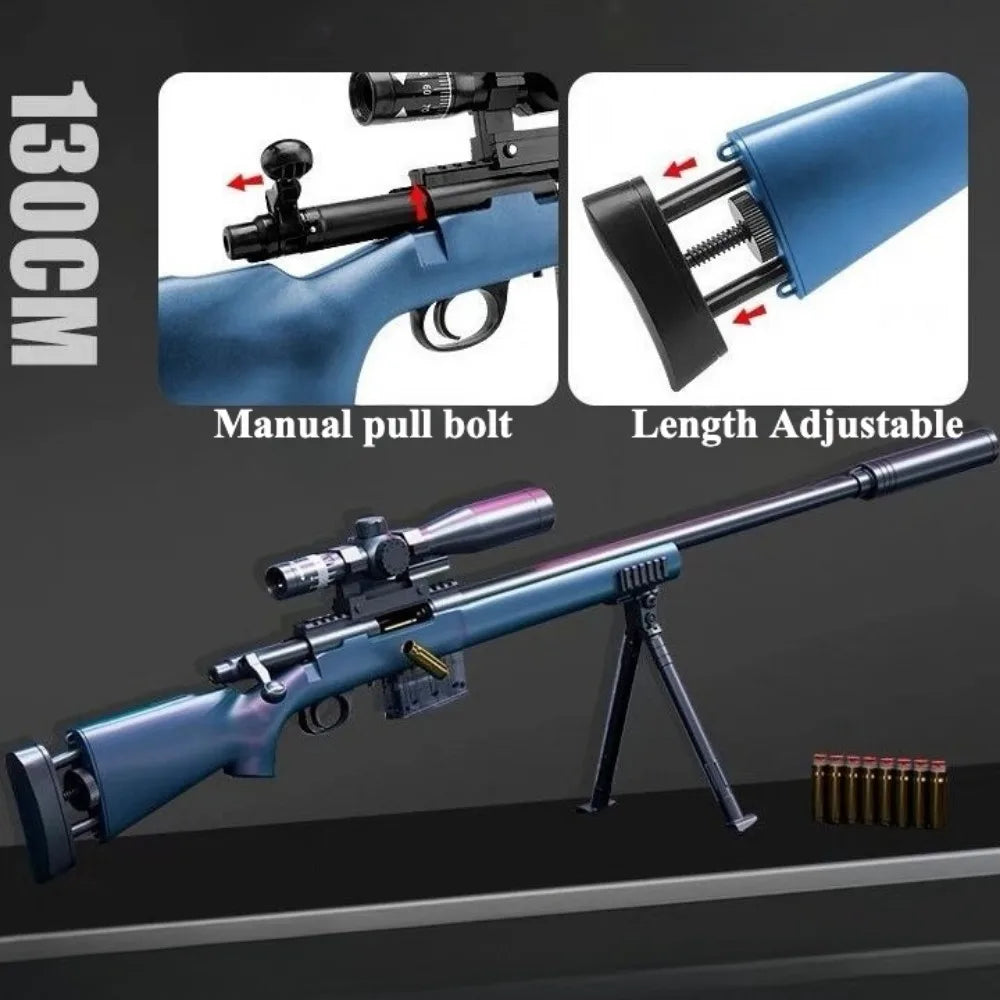 AWM Shell Soft-Bullet Gun Can Be Fired Toy Gun Manually Loaded Outdoor Combat Sniper Rifle Model Christmas Gift for Boy Adult