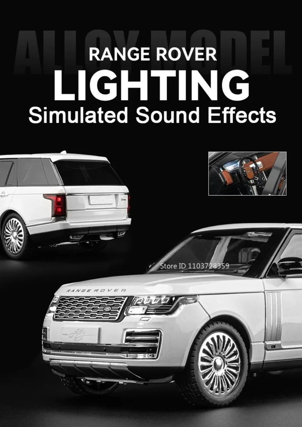 1:18 RS7 Range Rover Alloy Car Model Diecast Toy Sound Light 6 Doors Opened Shock Absorption Miniature Vehice Kid Christmas Gift