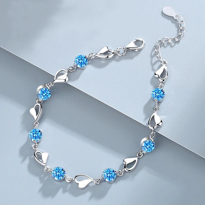 Elegant Crystal Flowers Bracelet For Women Y2K Sweet Girls Moon Cherry Blossom Bow Zircon Bracelets Luxury Designer Jewelry Gift