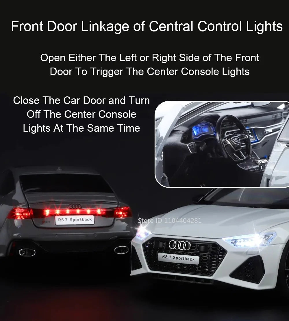 1:18 RS7 Range Rover Alloy Car Model Diecast Toy Sound Light 6 Doors Opened Shock Absorption Miniature Vehice Kid Christmas Gift