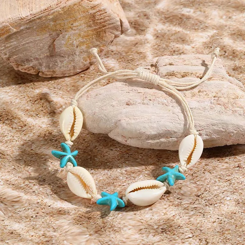 Bohemian Imitation Natural Shell Sea Turtle Starfish Pendant Bracelet For Women Fashion Beach Bracelets Birthday Jewelry Gifts