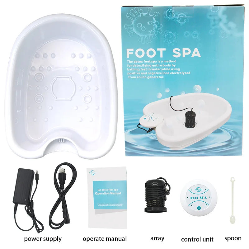 Ionic Detox Foot Bath Massage Machine with Basin Electric Foot Spa Bath Massager Deep Tissue Clean Vibrant Whirlpool Care Arrays