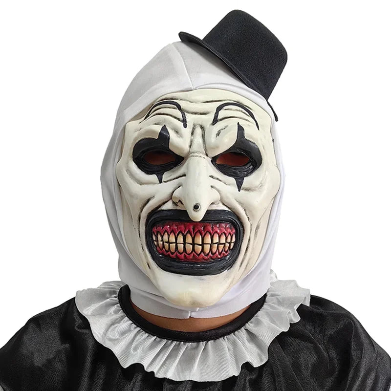 Horror Terrifier Clown Mask Cosplay Clown Funny Latex Soft Demon Evil Joker Halloween Party Costume Masks Adult One Size