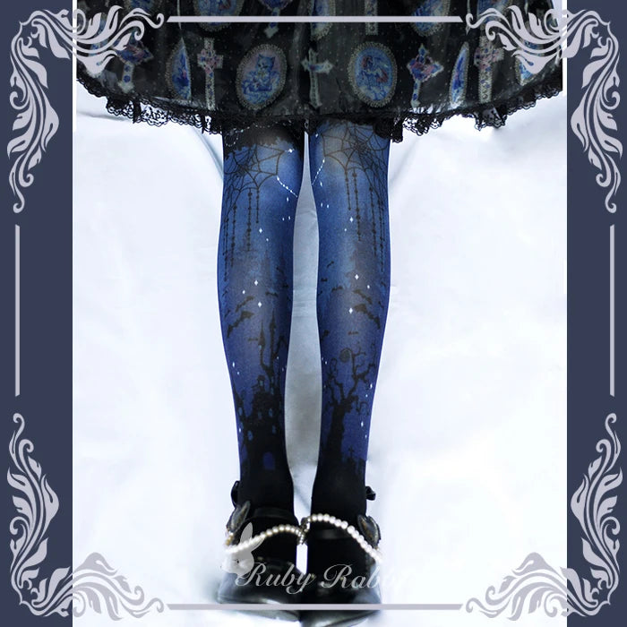 Halloween Lolita Printed Stockings Japanese Style Stockings Ladie Autumn Thin Sexy Socks Women's Slimming Tights Sheer Pantyhose