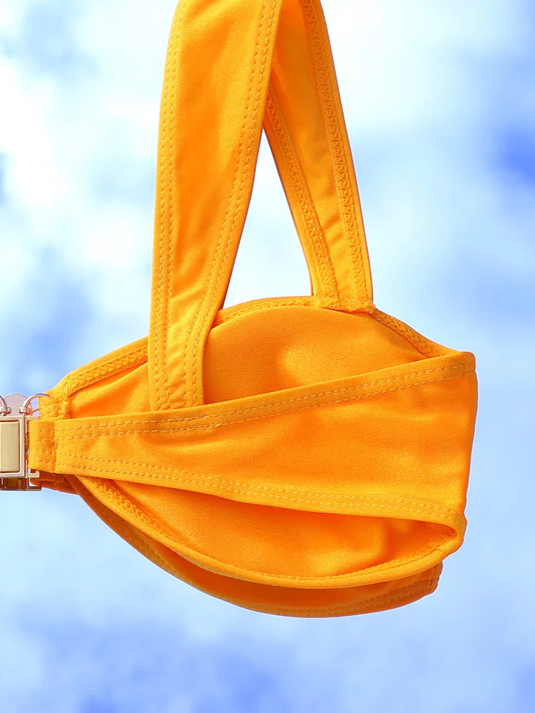 Miyouj Solid Color Bikinis Bandage Swimwear Women's Bathwear Sexy Bikini Set High Cut Bathsuit Thong Biquini Sexy Two Piece Suit