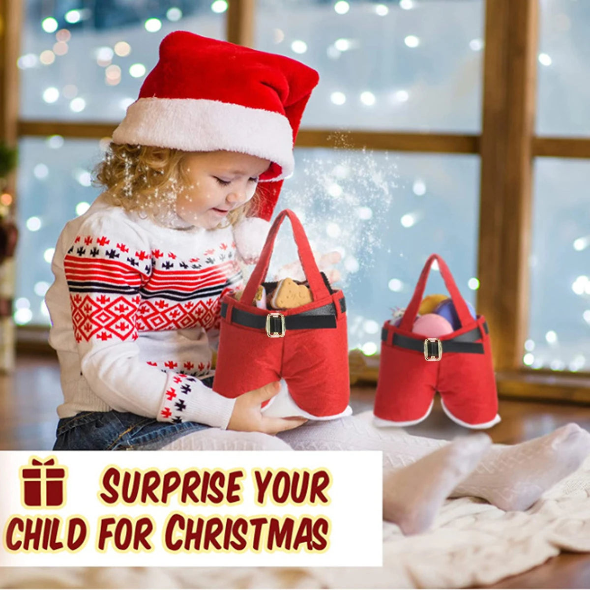 6-pack Santa shorts gift bag, cute Christmas gift bag