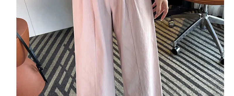 Summer Pregnant Woman Washed Cotton Trousers High Waist Ankle-length Plus Size Maternity Casual Pants Wide Legs Pregnancy Pants
