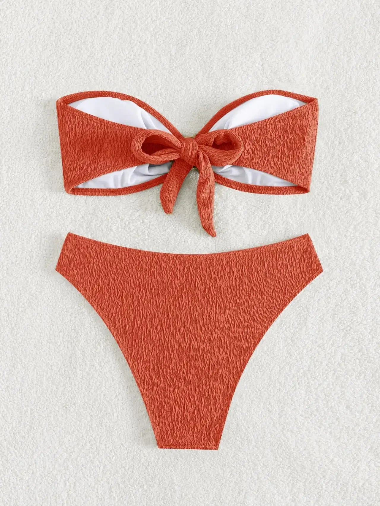 Sexy Bandeau Bikinis Sets Women Metal Ring Linked Push Up Micro Swimsuit 2025 Solid Bathing Suit Thong Swimwear Trajes De Baño